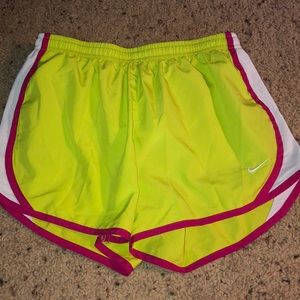 Like green with pink trim Nike shorts
